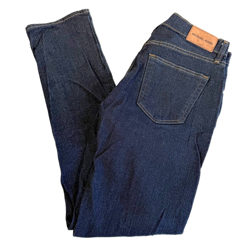Michael Kors Grant Classic Fit Dark Wash Denim Jeans Modern Preppy Quiet Luxury - Picture 12 of 12